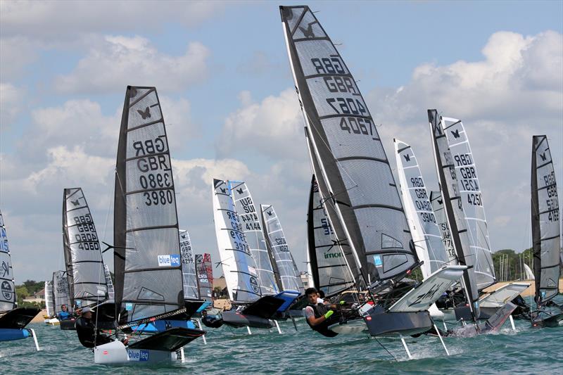 Starting on day 3 of the International Moth UK Nationals at Stokes Bay photo copyright Mark Jardine taken at Stokes Bay Sailing Club and featuring the International Moth class
