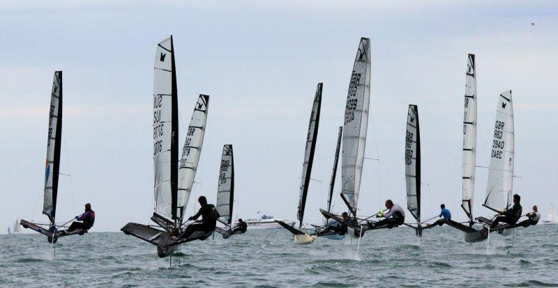 Tight racing after rounding the windward mark on the final day of the 2015 International Moth UK Nationals - photo © Mark Jardine