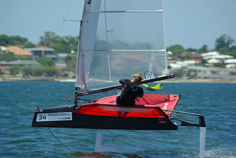 Emma Jane Spiers at the McDougall McConaghy 2016 International Moth Australian Championship photo copyright Rick Steuart / Perth Sailing Photography taken at South of Perth Yacht Club and featuring the International Moth class