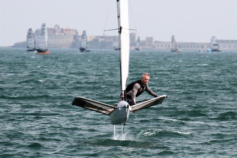 Robert Greenhalgh on day 1 of the VRsport.tv International Moth UK Nationals in Weymouth photo copyright Mark Jardine / IMCA UK taken at Weymouth & Portland Sailing Academy and featuring the International Moth class