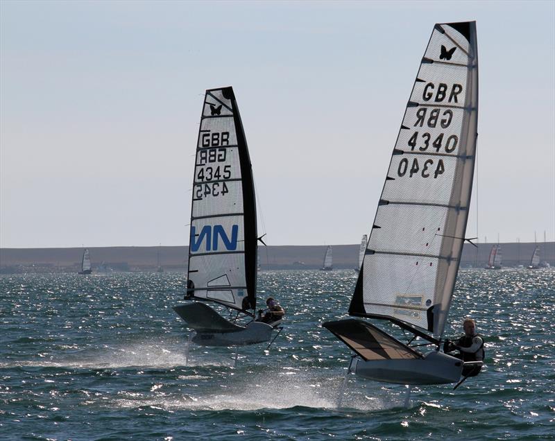 Blasting downwind during race 9 on day 3 of the VRsport.tv International Moth UK Nationals in Weymouth photo copyright Mark Jardine / IMCA UK taken at Weymouth & Portland Sailing Academy and featuring the International Moth class