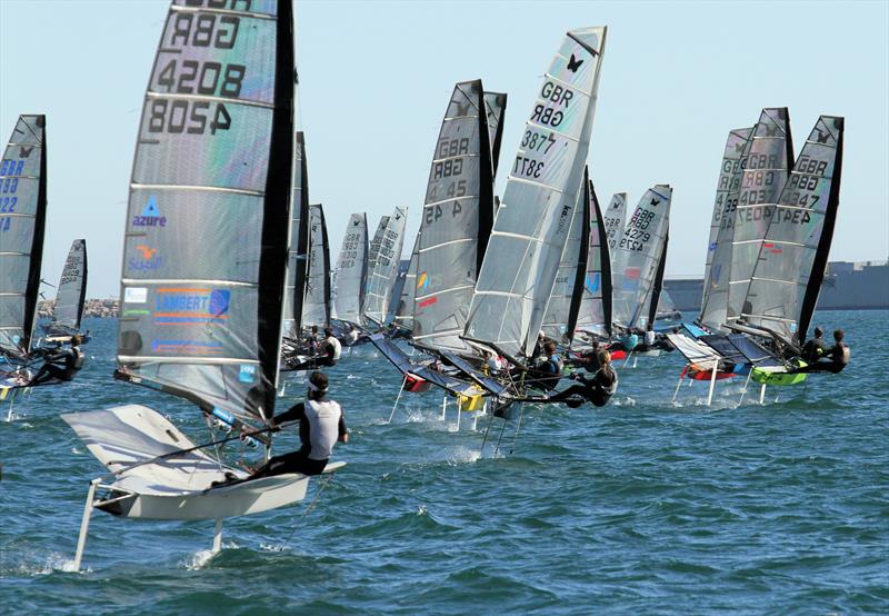 Race 9 starts on day 3 of the VRsport.tv International Moth UK Nationals in Weymouth photo copyright Mark Jardine / IMCA UK taken at Weymouth & Portland Sailing Academy and featuring the International Moth class