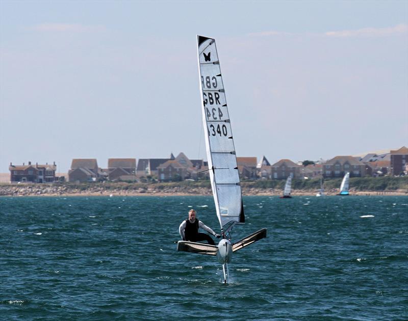 Robert Greenhalgh on day 3 of the VRsport.tv International Moth UK Nationals in Weymouth photo copyright Mark Jardine / IMCA UK taken at Weymouth & Portland Sailing Academy and featuring the International Moth class