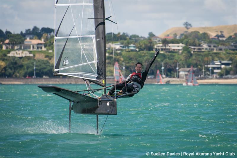 Brad Marsh during the 2017 International Moth New Zealand Championship photo copyright Suellen Davies taken at Royal Akarana Yacht Club and featuring the International Moth class