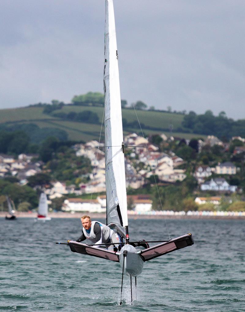 Tom Offer on day 4 of the UK International Moth Nationals at Paignton photo copyright Mark Jardine / IMCA UK taken at Paignton Sailing Club and featuring the International Moth class