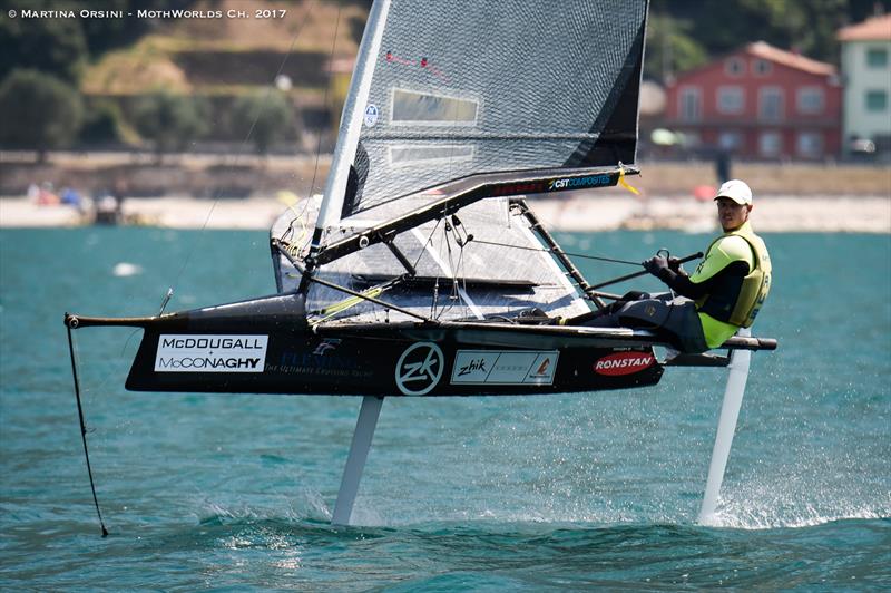Tom Burton warms up for the Worlds on Lake Garda photo copyright Martina Orsini taken at Fraglia Vela Malcesine and featuring the International Moth class