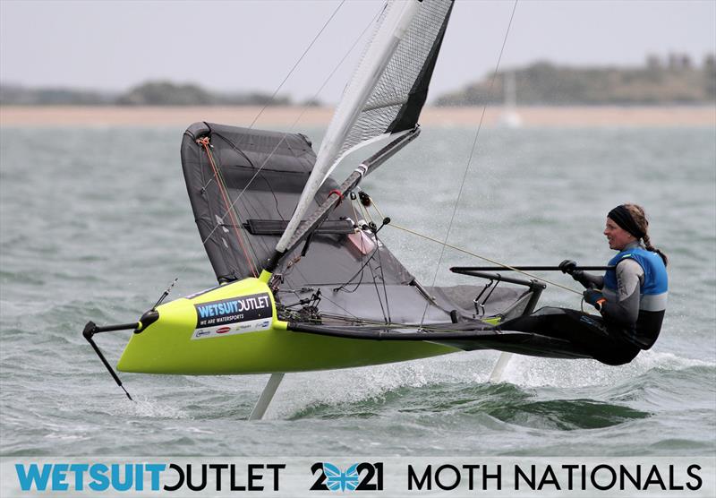 Josie Gliddon on day 2 of the Wetsuit Outlet UK Moth Nationals 2021 photo copyright Mark Jardine / IMCA UK taken at Stokes Bay Sailing Club and featuring the International Moth class