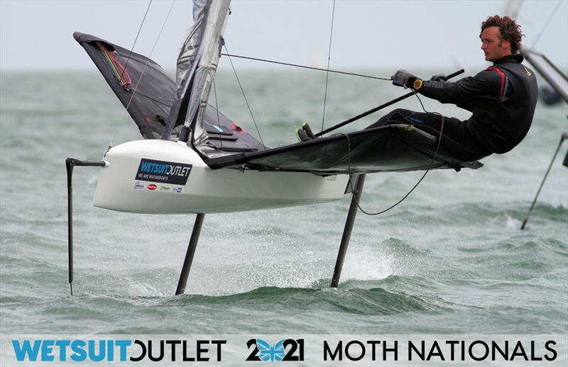 Eddie Bridle on day 2 of the Wetsuit Outlet UK Moth Nationals 2021 photo copyright Mark Jardine / IMCA UK taken at Stokes Bay Sailing Club and featuring the International Moth class