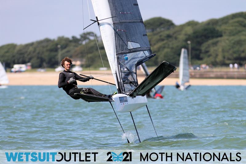Eddie Bridle on day 3 of the Wetsuit Outlet UK Moth Nationals 2021 photo copyright Mark Jardine / IMCA UK taken at Stokes Bay Sailing Club and featuring the International Moth class