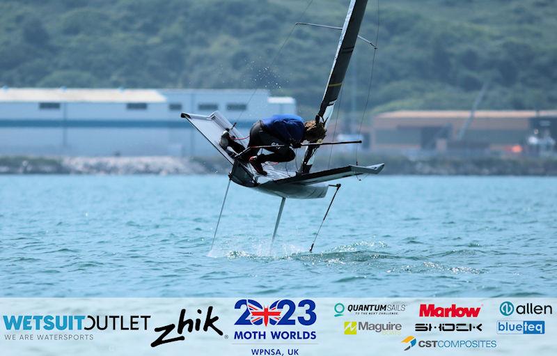 Alex Adams (GBR 4906) goes into a gybe on Day 2 of the Wetsuit Outlet and Zhik International Moth UK Open Championship 2023 - photo © Mark Jardine / IMCA UK