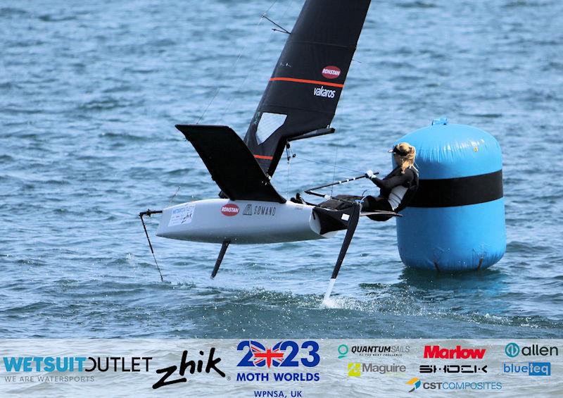Helena Scutt, USA 4850, on day 5 of the Wetsuit Outlet and Zhik International Moth World Championship 2023 photo copyright Mark Jardine / IMCAUK taken at Weymouth & Portland Sailing Academy and featuring the International Moth class