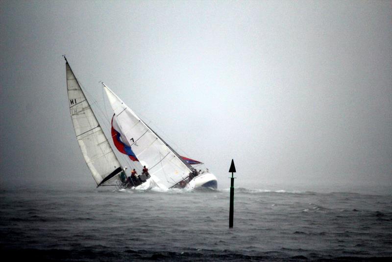 Rain squall hits the fleet in the IOR Cup photo copyright Peter Watson taken at Bellerive Yacht Club and featuring the IOR class