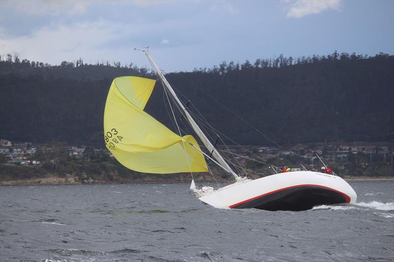 Madman's Woodyard broached in  aa heavy gust during the IOR Cup on the River Derwent photo copyright Peter Watson taken at Bellerive Yacht Club and featuring the IOR class