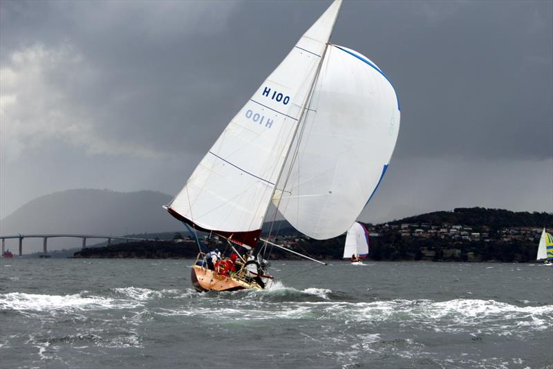Lock on Wood starts to rock and roll downwind photo copyright Peter Watson taken at Bellerive Yacht Club and featuring the IOR class