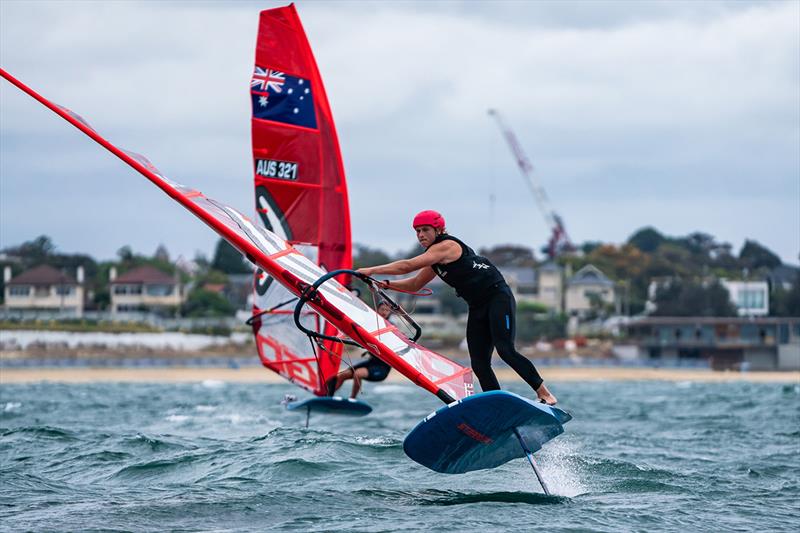 Harry Joyner racing the iQFOiL at Sail Melbourne (30 Nov - 3 Dec ) hosted by Royal Brighton Yacht Club photo copyright Beau Outteridge taken at Royal Brighton Yacht Club and featuring the iQFoil class