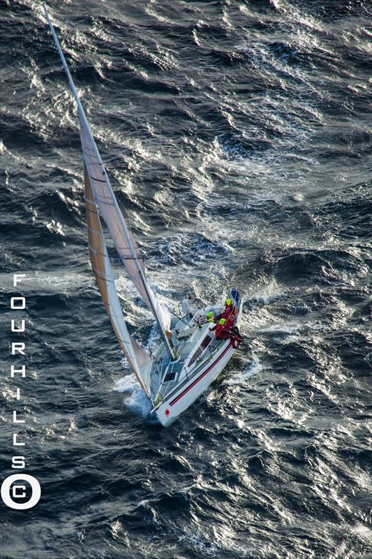 Ballendean racing into a 30-40 knot westerly on Storm Bay during the Launceston to Hobart Yacht Race photo copyright Fourhills taken at Derwent Sailing Squadron and featuring the IRC class