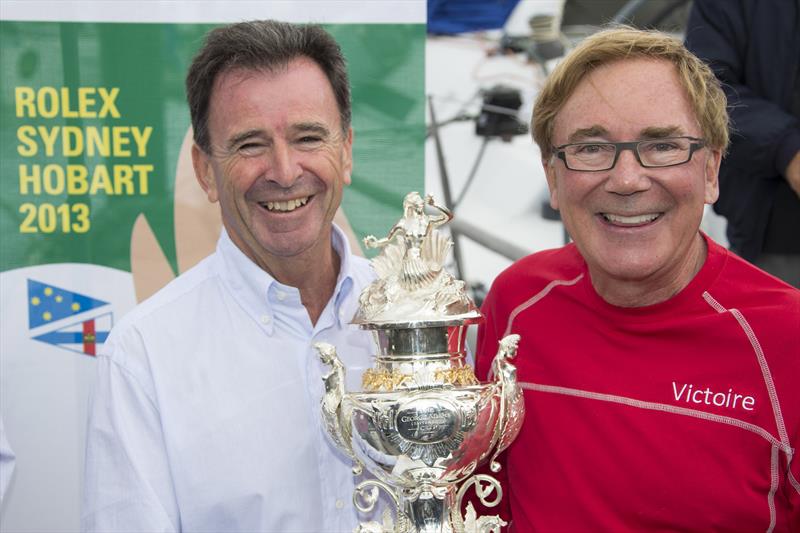 CYCA Commodore Howard Piggott present Darryl Hodgkinson, Victoire's owner/skipper, with the Tattersall Cup photo copyright Carlo Borlenghi / Rolex taken at Cruising Yacht Club of Australia and featuring the IRC class