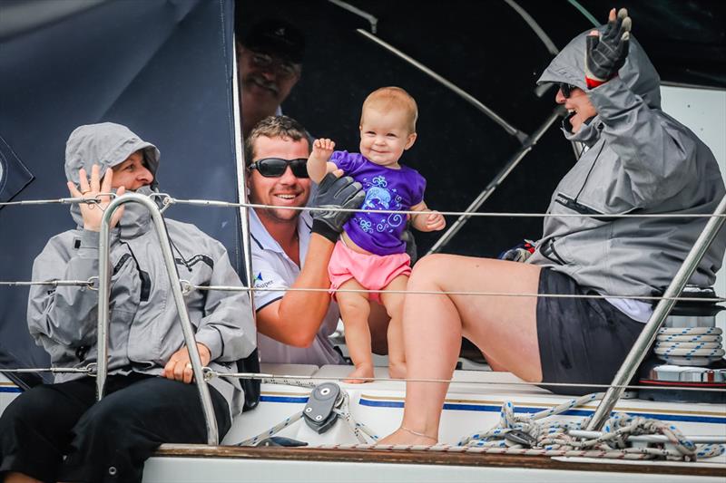 Baby Eva on Yes Dear during the Pantaenius Commodore's Cup at Sail Port Stephens photo copyright Jon Reid / Saltwater Images taken at Corlette Point Sailing Club and featuring the IRC class