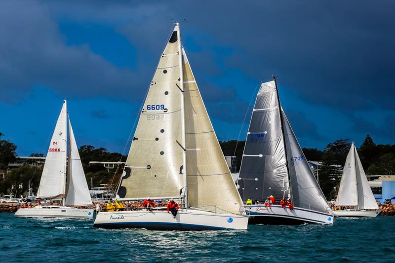 Amante Kerinda to the right during the Pantaenius Commodore's Cup at Sail Port Stephens photo copyright Craig Greenhill / Saltwater Images taken at Corlette Point Sailing Club and featuring the IRC class