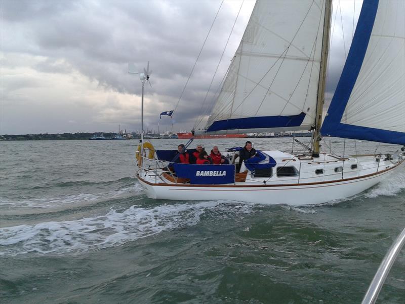 Bambella rocketing up the fleet on day 5 of the Hamble River Wednesday Night Series A photo copyright Kathy Smalley taken at Hamble River Sailing Club and featuring the IRC class