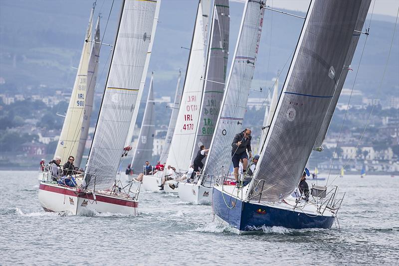 Nigel Biggs' Checkmate XV (right) leads Class 2 on the opening day of racing at the Teng Tools ICRA Irish Championships photo copyright David Branigan / www.oceansport.ie taken at Royal Irish Yacht Club and featuring the IRC class