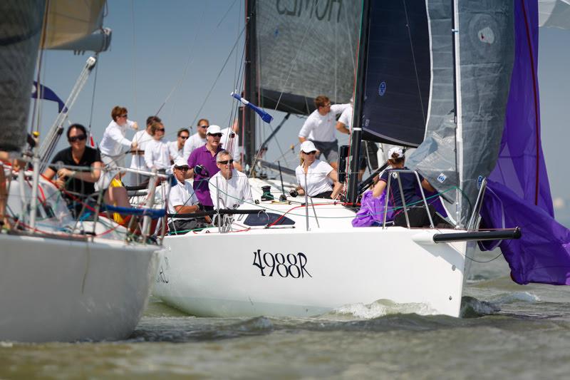Competing in IRC 2, Sabriel Jr fights her way through the crowd in the Champagne Joseph Perrier July Regatta photo copyright Paul Wyeth taken at Royal Southern Yacht Club and featuring the IRC class