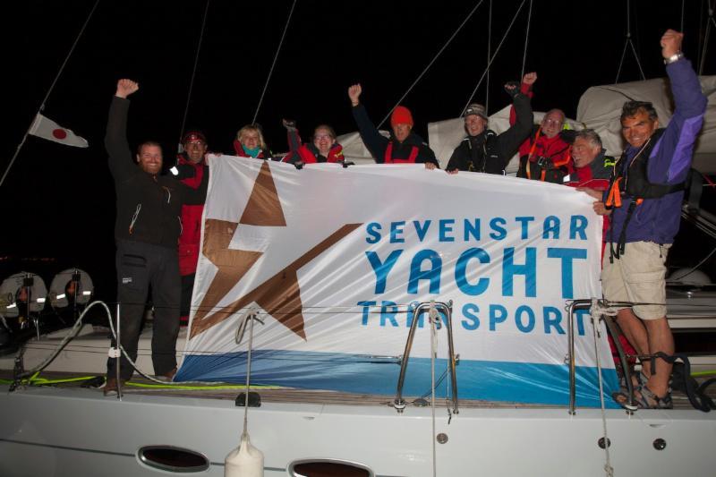 Peter Hopps and crew on Hanse 531, Saga celebrate winning IRC One in the Sevenstar Round Britain and Ireland Race photo copyright Patrick Eden / RORC taken at Royal Ocean Racing Club and featuring the IRC class
