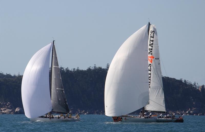Pointscore leaders Never a Dull Moment and Spirit of Mateship battled it out on the last run on day 4 of SeaLink Magnetic Island Race Week photo copyright Tracey Johnstone taken at Townsville Yacht Club and featuring the IRC class
