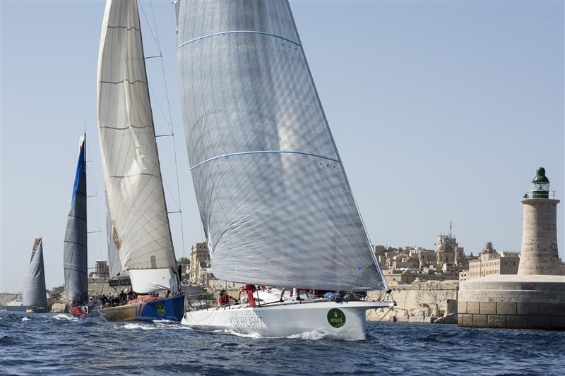 Franco Niggeler's Kuka-Light (SUI) rounding the breakwater off Grand Harbour at the start of the Rolex Middle Sea Race photo copyright Kurt Arrigo / Rolex taken at Royal Malta Yacht Club and featuring the IRC class