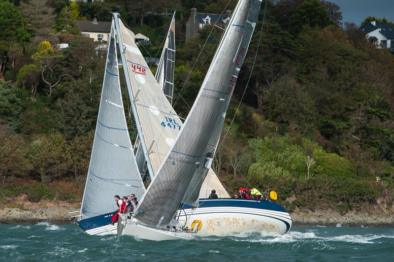 CH Marine Autumn Series at Crosshaven day 4 : Class 1  Leader Fools Gold and Freya rock hopping off Cobh photo copyright Robert Bateman taken at Royal Cork Yacht Club and featuring the IRC class