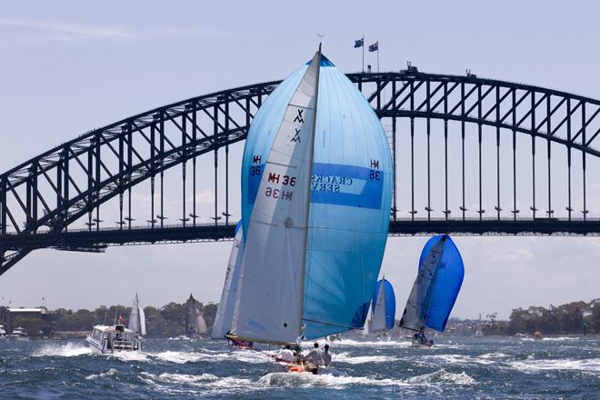 Geoffrey Charters' No Friends in third place heading up the Harbour on day 1 of the Sydney Short Ocean Racing Championship photo copyright Andrea Francolini / MHYC taken at Middle Harbour Yacht Club and featuring the IRC class