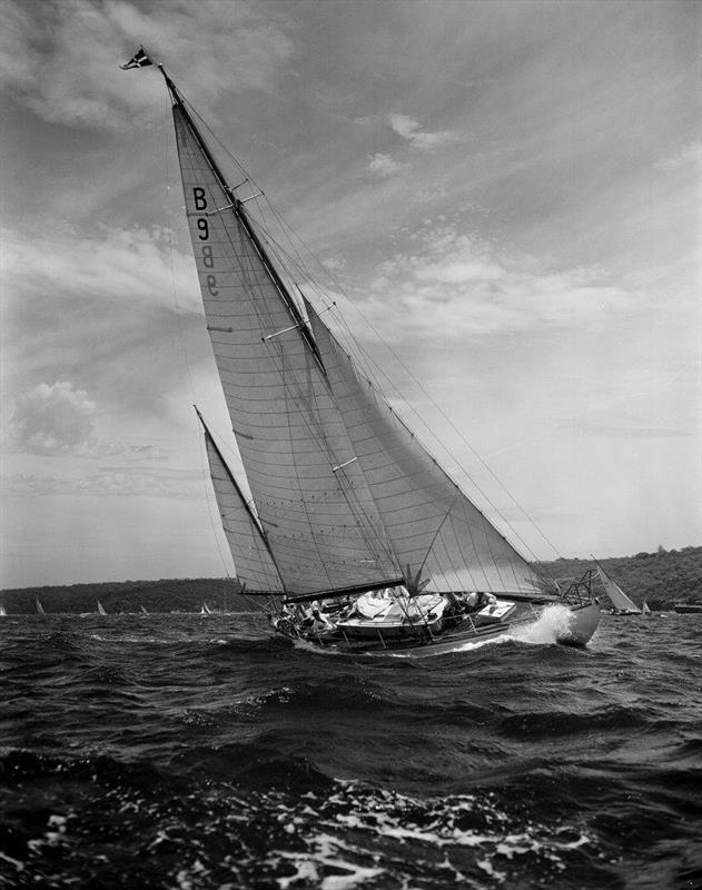 'Landfall' at the start of the 1953 Sydney Hobart photo copyright Peter Riddell taken at Cruising Yacht Club of Australia and featuring the IRC class