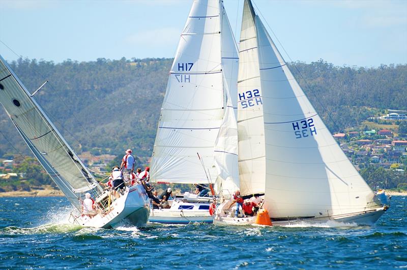 Close racing in the Centennial Lipton Trophy race photo copyright Dane Lojek taken at Royal Yacht Club of Tasmania and featuring the IRC class