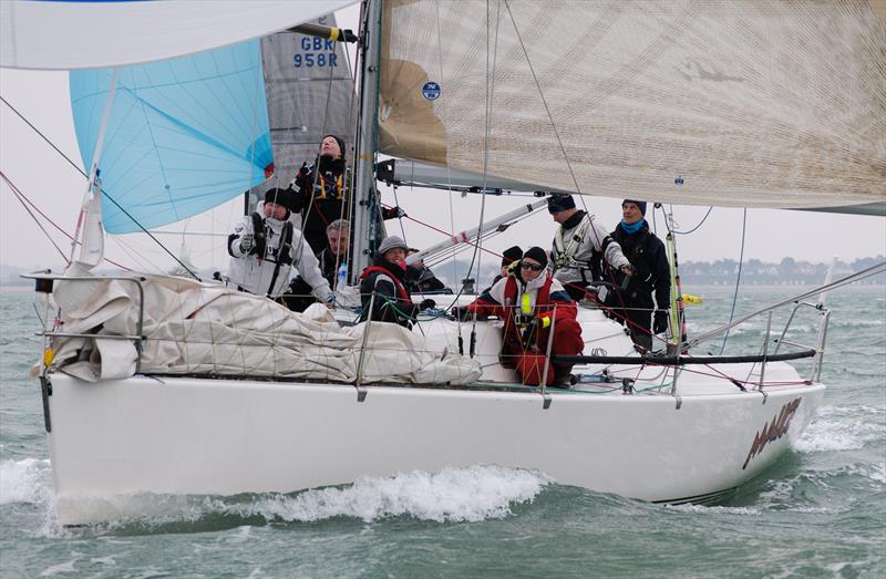 'Malice' on day 1 of the Brooks Macdonald Warsash Spring Series photo copyright Iain Mcluckie taken at Warsash Sailing Club and featuring the IRC class