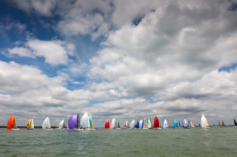 Spinnakers at the start of the 2015 RORC Myth of Malham Race photo copyright Paul Wyeth / RORC taken at Royal Ocean Racing Club and featuring the IRC class