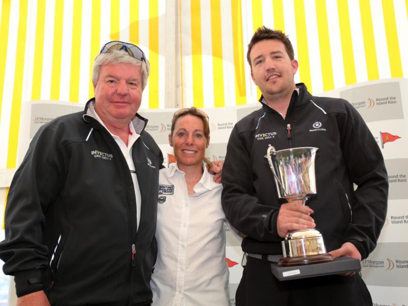 Sir Keith Mills, Helena Lucas MBE and Alex Mills from INVICTUS, IRC Division 0, Winner of the J.P MORGAN TROPHY - First Overall IRC Group photo copyright Patrick Eden taken at  and featuring the IRC class