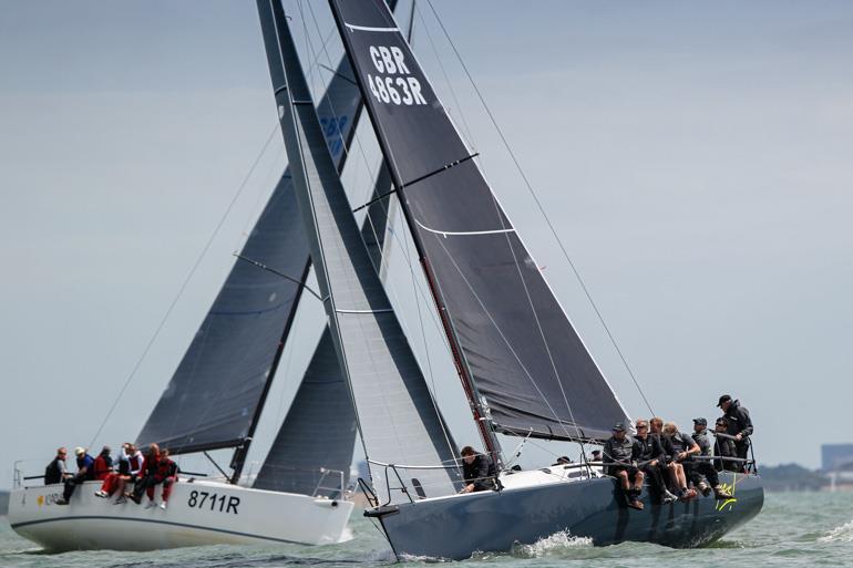 Adam Gosling's Corby 36, Yes! winner of IRC 1 battles with Chris Bodie & Andrew Christie's J/111, Icarus during the Royal Southern Yacht Club Champagne Joseph Perrier July Regatta - photo © Paul Wyeth / www.pwpictures.com