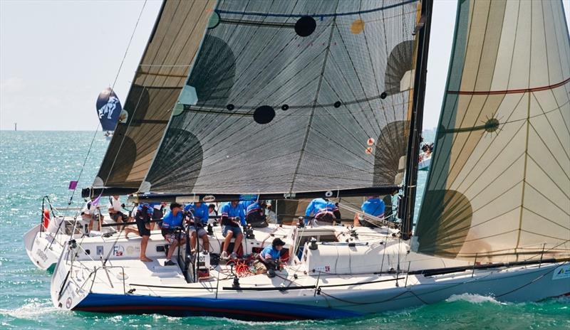 Townsville's Guilty Pleasures in close quarter battle with Sydney entry Kerazy on day 4 at SeaLink Magnetic Island Race Week - photo © John de Rooy