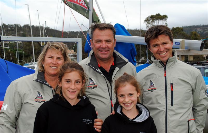 Two 11-year-old girls, Jorja Cooper (left) and Esther Read, who race Optimist dinghies on the Derwent,  will join their parents aboard the Beneteau 57 Mistraal for the Launceson to Hobart offshore race photo copyright Peter Campbell taken at Derwent Sailing Squadron and featuring the IRC class