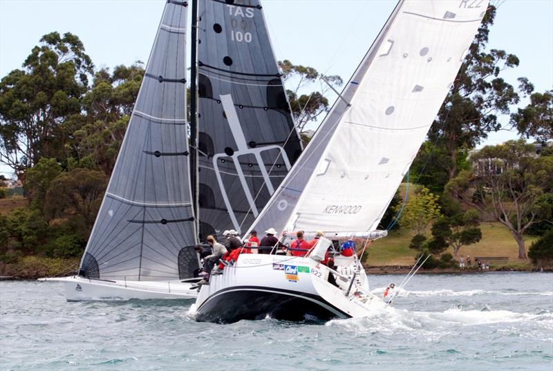 The Fork in the Road leads Nexedge down the Tamar to Low Head after the National Pies Launceston to Hobart Yacht Race 2015 start photo copyright Sam Tiedemann taken at Derwent Sailing Squadron and featuring the IRC class