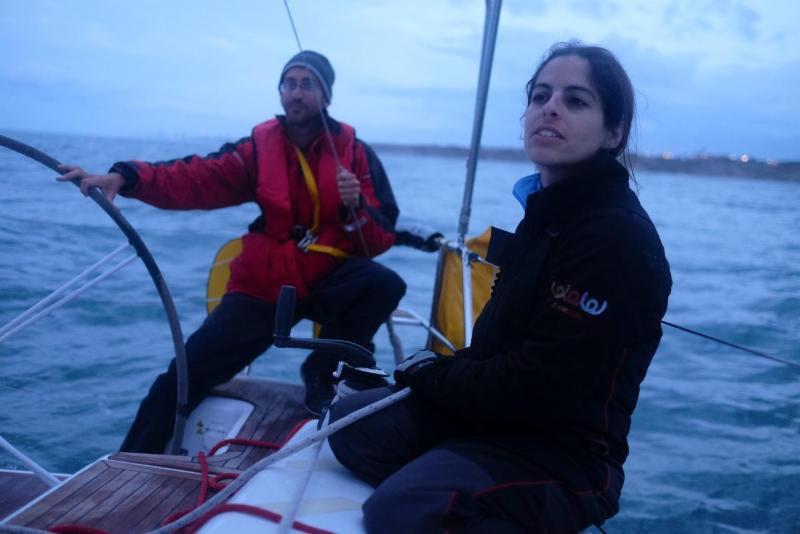 In training during an offshore race, Team Israeli's Yosef Cohen and Dana Gur photo copyright Haarmonica taken at Royal Ocean Racing Club and featuring the IRC class