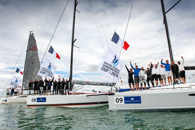 (l-r) France Blue winning teams: Daniel Andrieu's Sun Fast 3200, Cifraline 4, GOA, Gilles Prietz's Ker 39 and Eric de Turkheim's A13, Teasing Machine in the Brewin Dolphin Commodores' Cup photo copyright RORC / Paul Wyeth taken at Royal Ocean Racing Club and featuring the IRC class