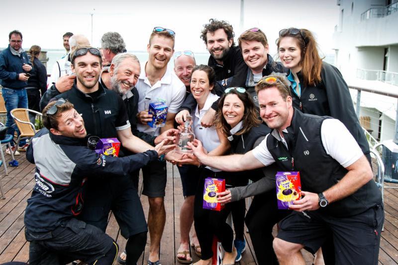 The crew of Roger Bowden's King 40, Nifty celebrate their overall win in IRC One at the RORC Easter Challenge photo copyright Paul Wyeth / www.pwpictures.com taken at Royal Ocean Racing Club and featuring the IRC class