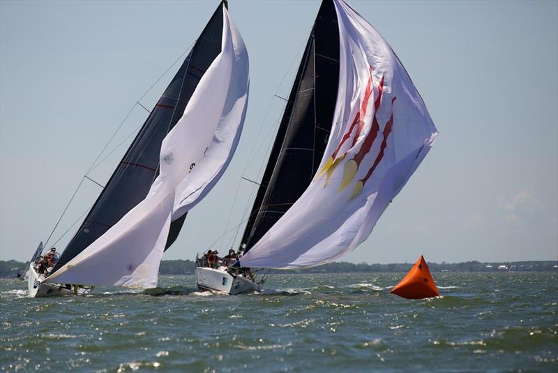 Who'll blink first? The Melges 30 Cougar and the 1D35 Fearless face off on day 1 at Charleston Race Week photo copyright Charleston Race Week / Meredith Block taken at Charleston Yacht Club and featuring the IRC class