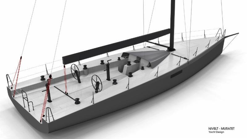 Due to be launched mid-June, Eric de Turckheim's new Teasing Machine photo copyright Nivelt-Muratet Design taken at Royal Ocean Racing Club and featuring the IRC class