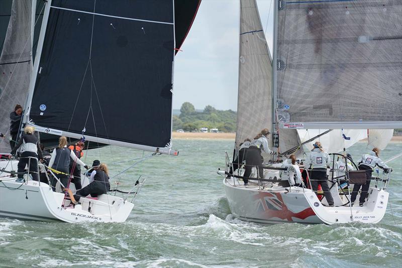 Blackjack 2 and Jolly Jack Tar at the Dubarry Women's Open Keelboat Championship 2017 photo copyright Trevor Pountain taken at Hamble River Sailing Club and featuring the IRC class