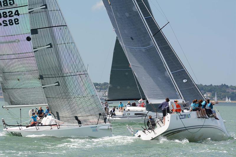 Class 1 start at the Dubarry Women's Open Keelboat Championship 2017 photo copyright Trevor Pountain taken at Hamble River Sailing Club and featuring the IRC class