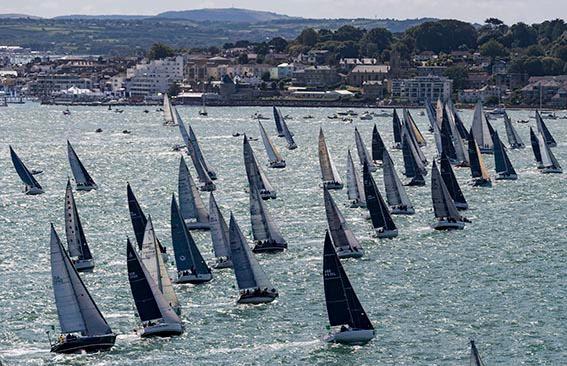 83 starters in IRC 3 made for a spectacular sight in the Rolex Fastnet Race start photo copyright Rolex / Carlo Borlenghi taken at Royal Ocean Racing Club and featuring the IRC class