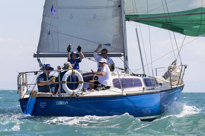 Librian crew waving off their competitors on day 1 at SeaLink Magnetic Island Race Week photo copyright Andrea Francolini taken at Townsville Yacht Club and featuring the IRC class