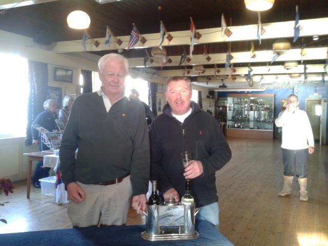 Duncan Haley and Russ Cashel with the Peter Cashel Memorial Trophy photo copyright Phillip Harbott taken at Crouch Yacht Club and featuring the IRC class